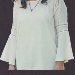 LOFT Cream Bell Sleeve Blouse